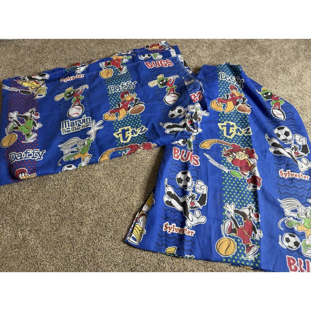 Vintage Looney Tunes Marvin the Martian Taz Sports Theme Twin Sheet Set Craft